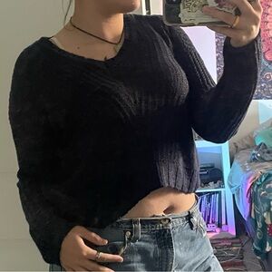 PINK cropped knit navy sweater
